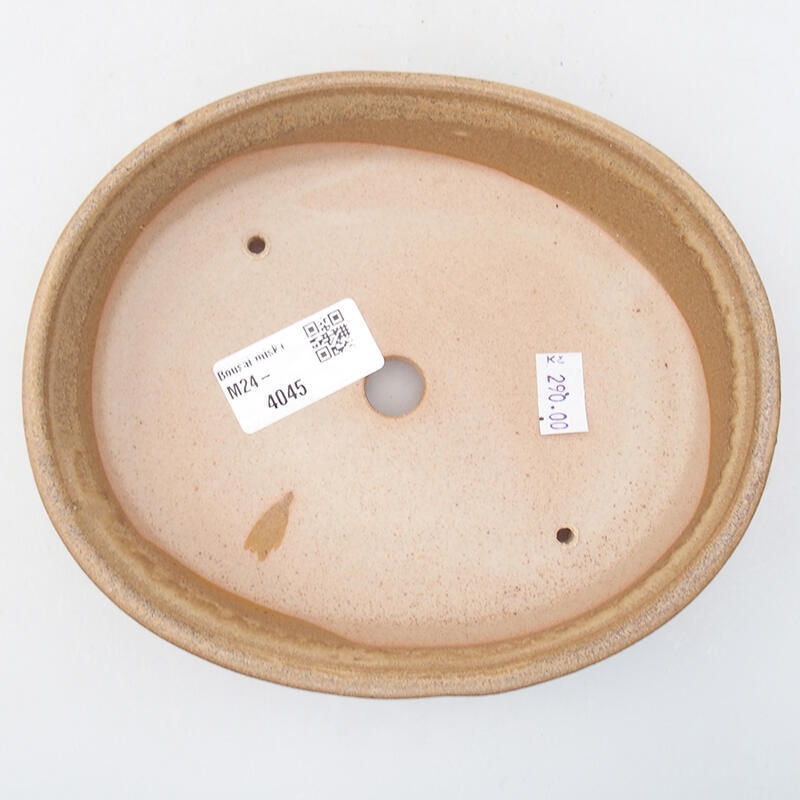 Bonsaischaal van keramiek 17,5 x 14 x 4 cm, kleur beige