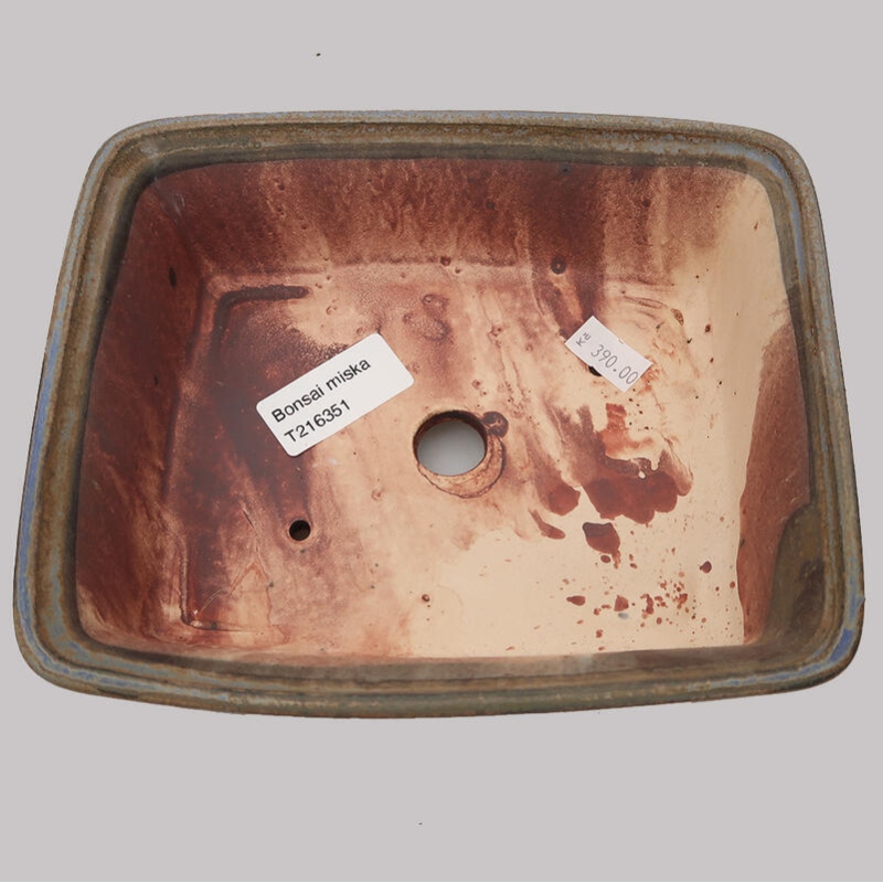Bonsaischaal van keramiek 17,5 x 14 x 5,5 cm, kleur blauw