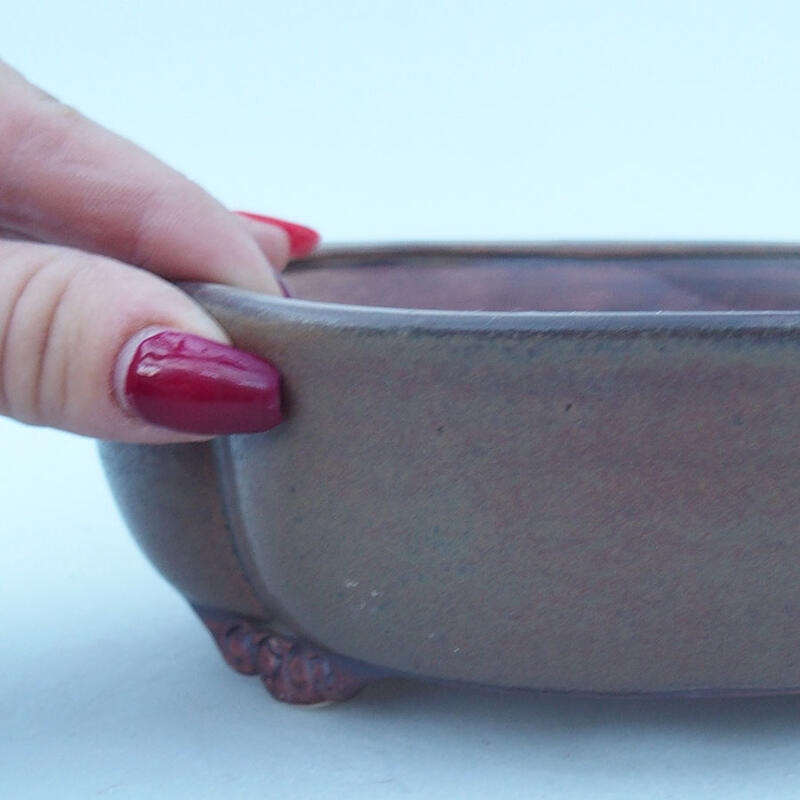 Bonsaischaal van keramiek 17,5 x 15 x 5,5 cm, bruin