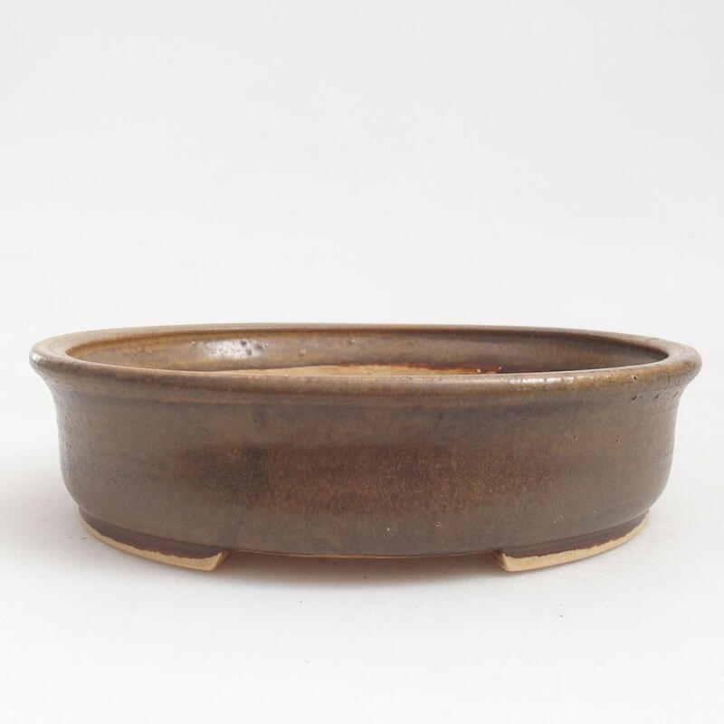 Bonsaischaal van keramiek 17,5 x 16 x 4,5 cm, bruin