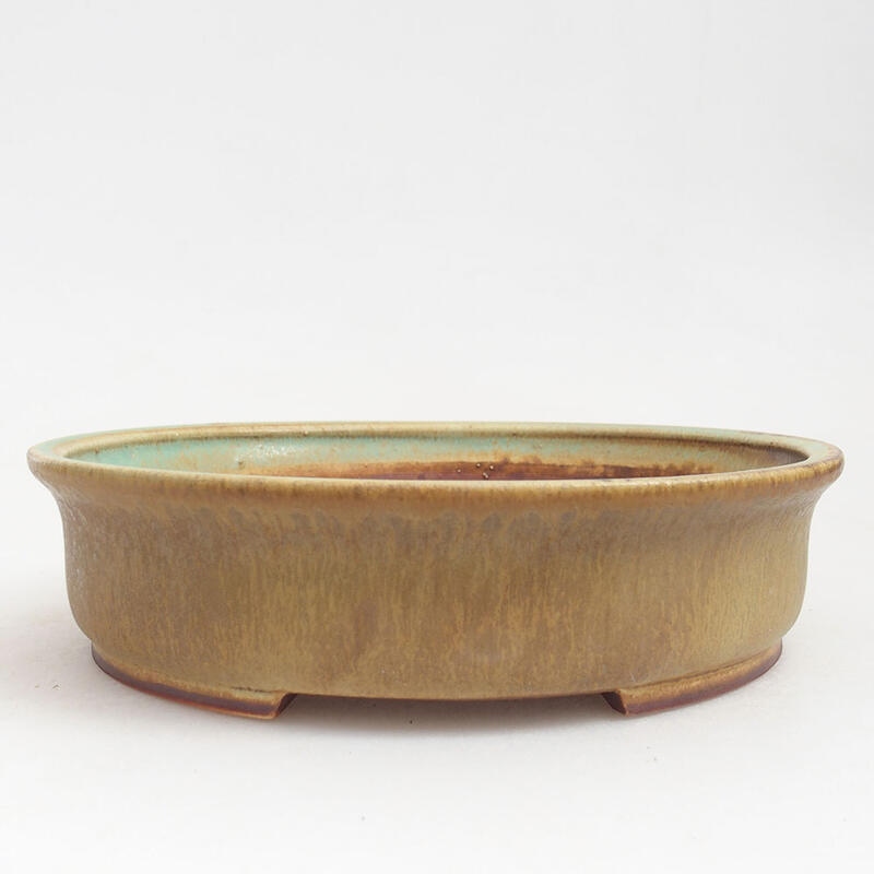 Bonsaischaal van keramiek 17,5 x 16 x 4,5 cm, groen