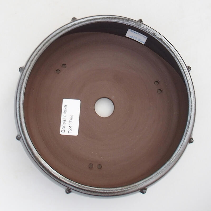 Bonsaischaal van keramiek 17,5 x 17,5 x 6 cm, metaalkleur