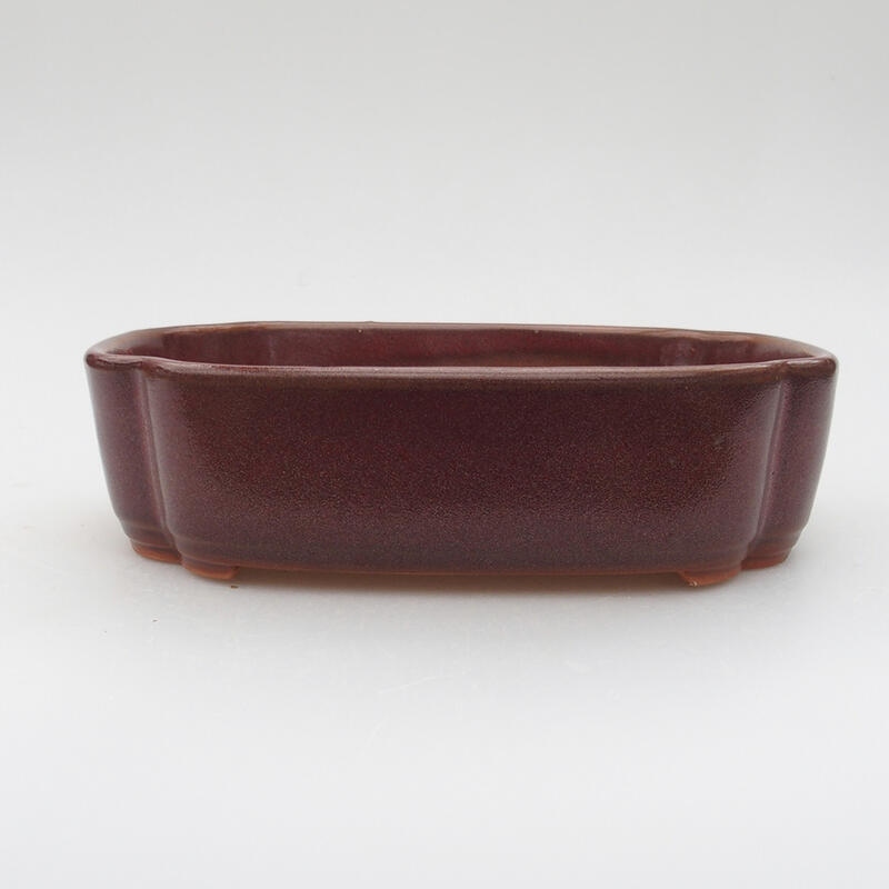 Bonsaischaal van keramiek 18,5 x 13,5 x 5 cm, bruin