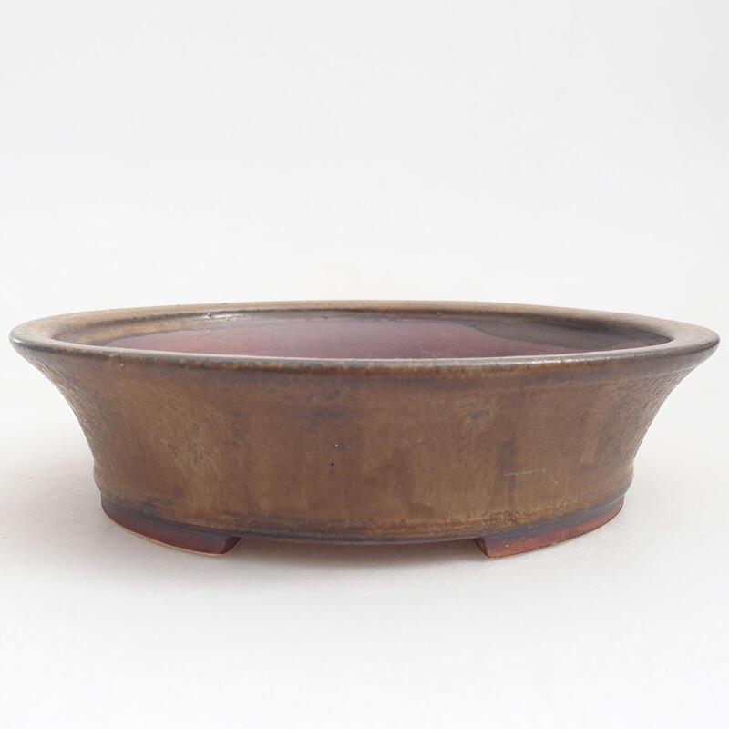 Bonsaischaal van keramiek 18,5 x 17 x 4,5 cm, bruin