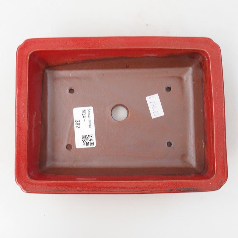 Bonsaischaal van keramiek 18 x 13,5 x 4 cm, kleur rood