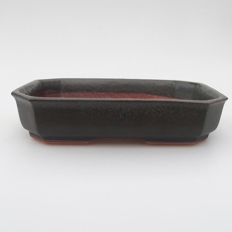 Bonsaischaal van keramiek 18 x 13,5 x 4 cm, grijs