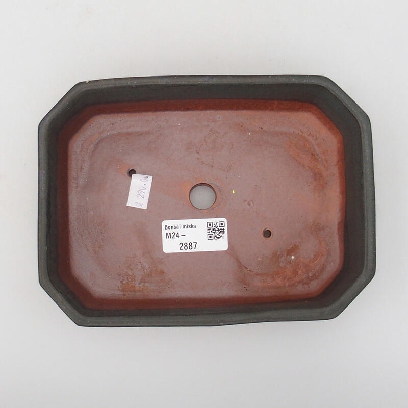 Bonsaischaal van keramiek 18 x 13,5 x 4 cm, grijs