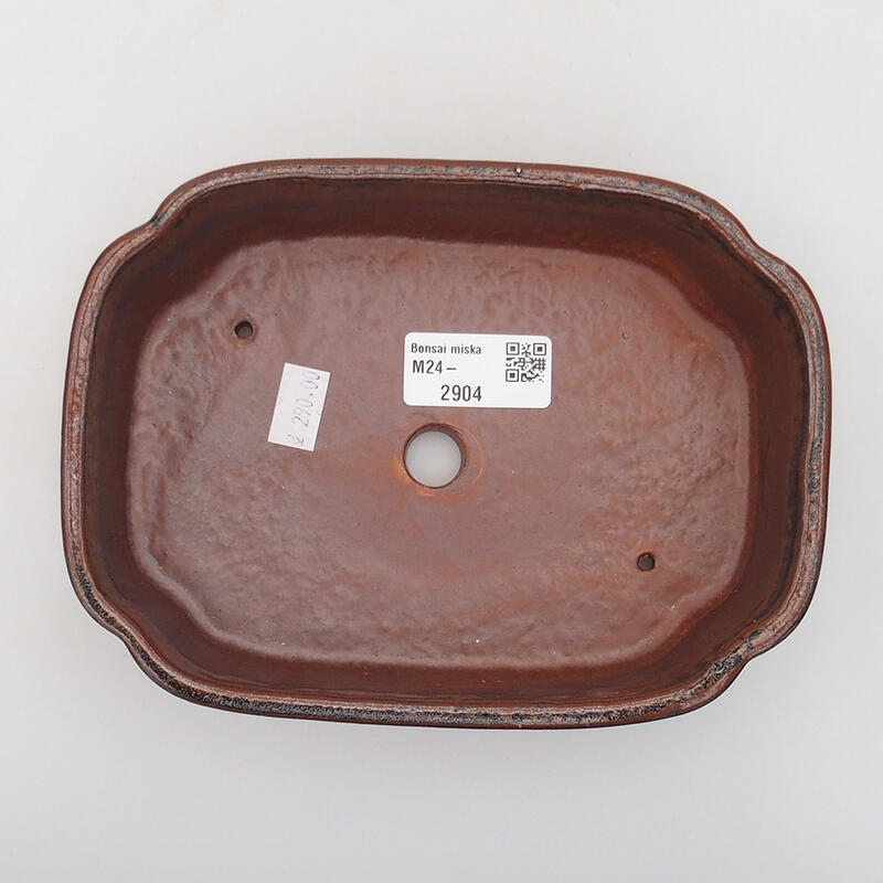 Bonsaischaal van keramiek 18 x 13 x 5 cm, kleur bruin-zwart