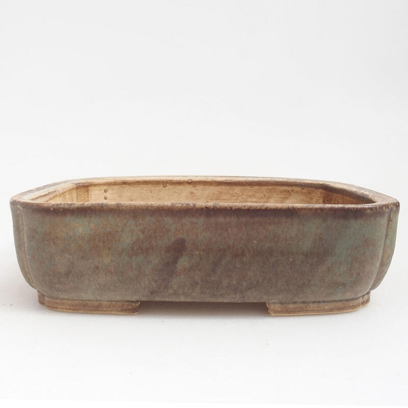 Bonsaischaal van keramiek 18 x 14,5 x 4,5 cm, groen