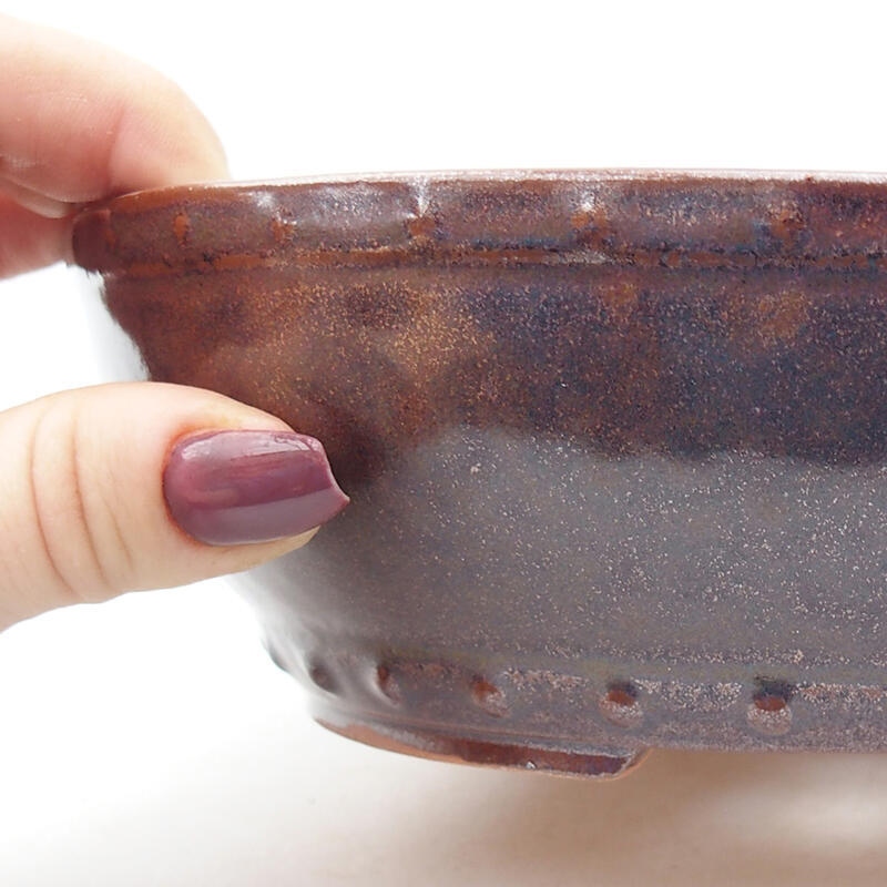 Bonsaischaal van keramiek 18 x 18 x 5,5 cm, bruin