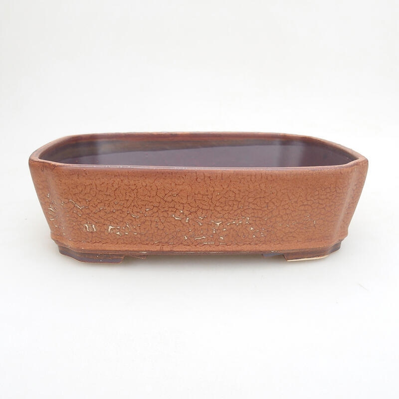 Bonsaischaal van keramiek 20,5 x 17,5 x 6 cm, bruin