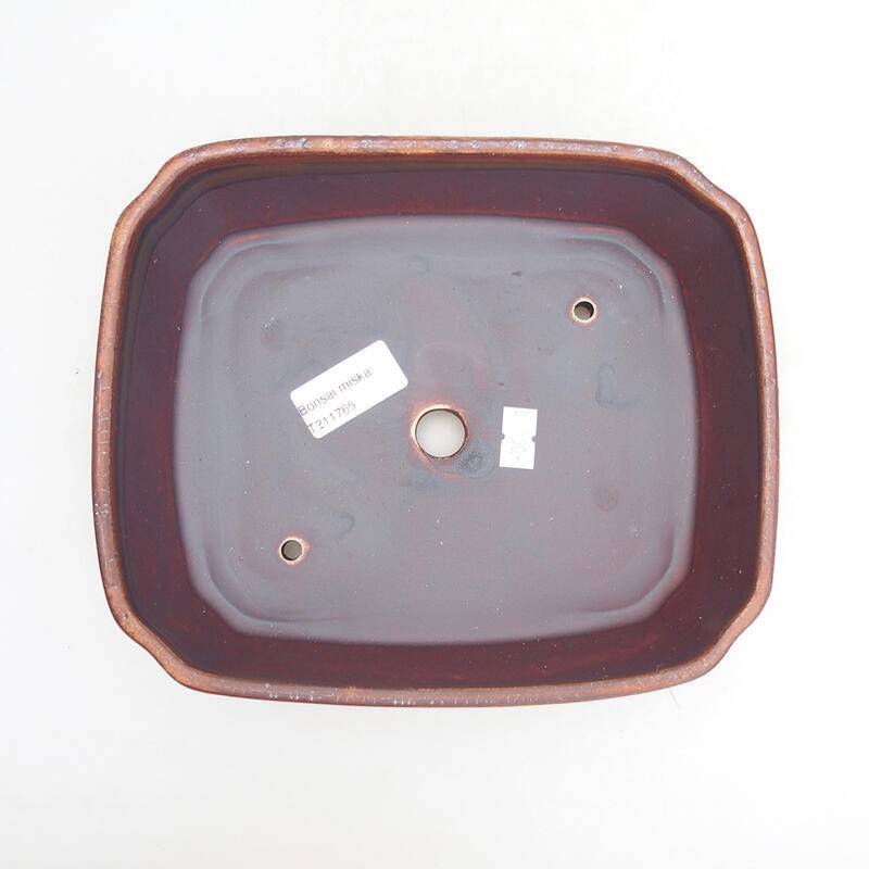 Bonsaischaal van keramiek 20,5 x 17,5 x 6 cm, bruin