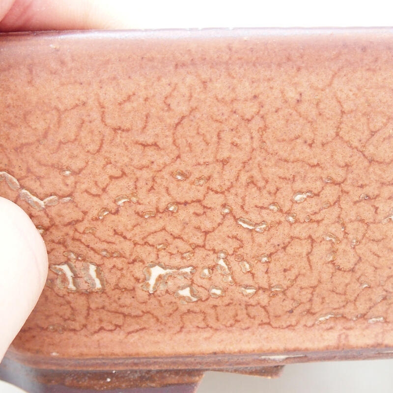 Bonsaischaal van keramiek 20,5 x 17,5 x 6 cm, bruin