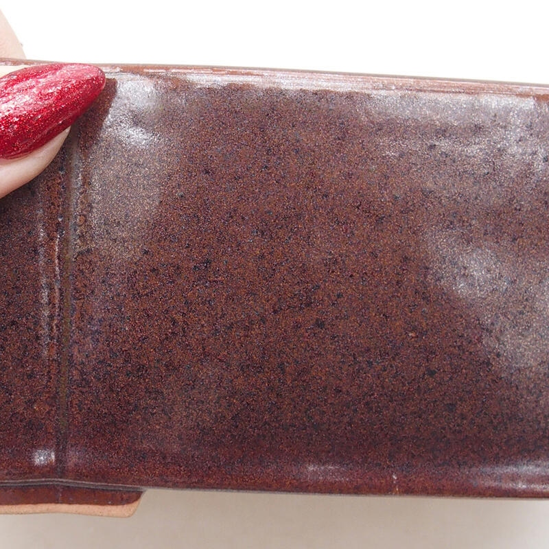 Bonsaischaal van keramiek 20,5 x 17,5 x 7 cm, bruin