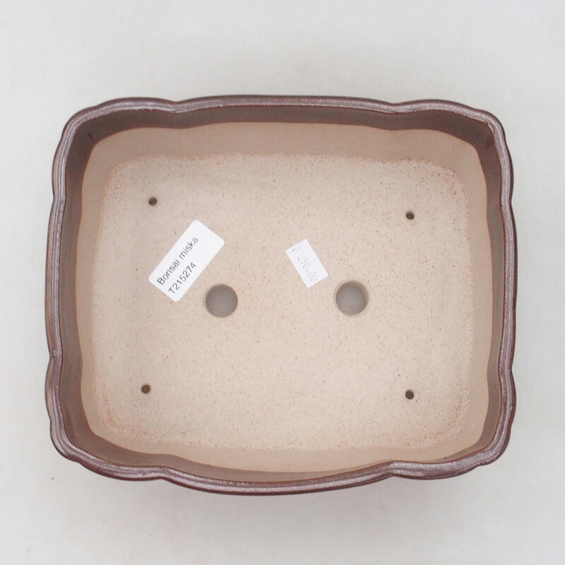 Bonsaischaal van keramiek 20,5 x 17,5 x 7 cm, bruin