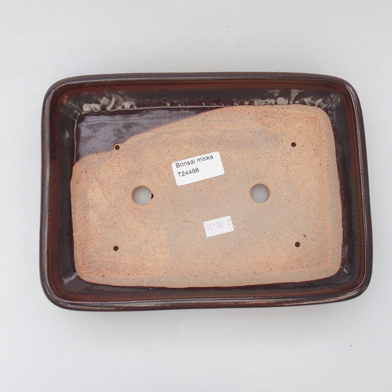 Bonsaischaal van keramiek 23,5 x 17 x 4 cm, bruin
