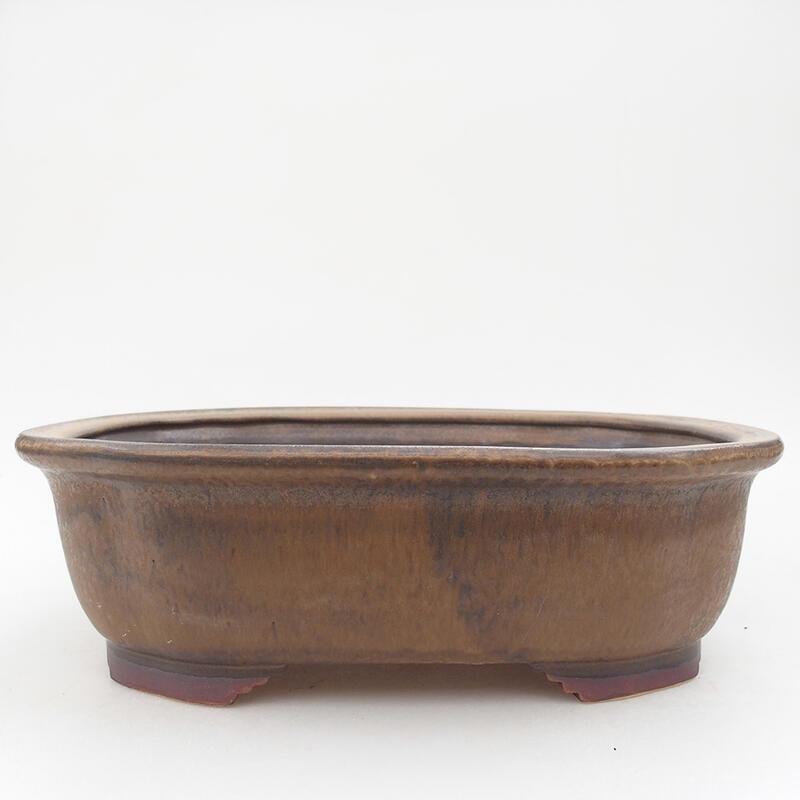 Bonsaischaal van keramiek 25,5 x 22 x 7,5 cm, bruin