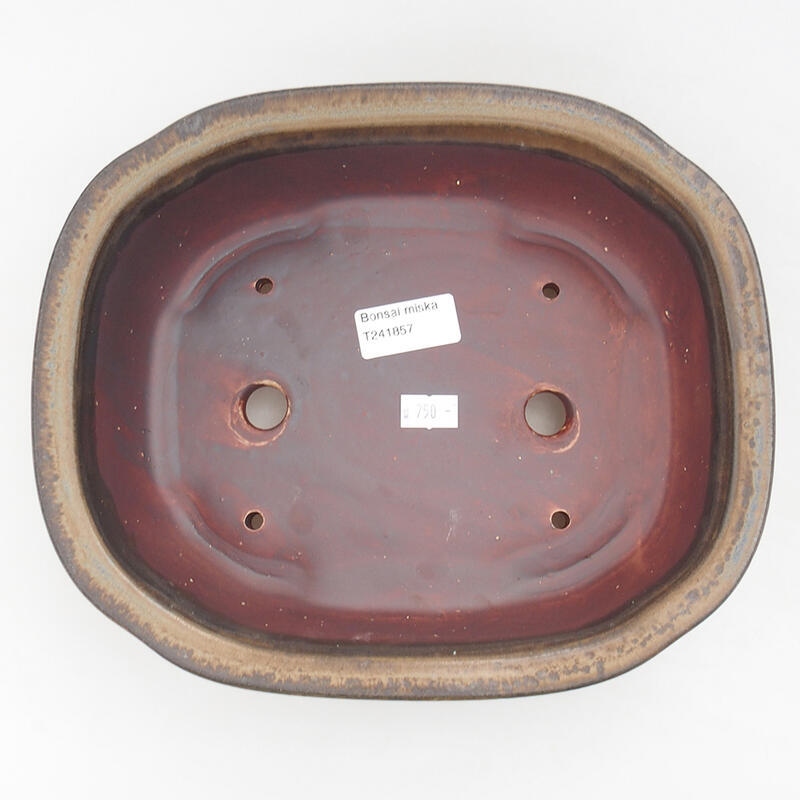 Bonsaischaal van keramiek 25,5 x 22 x 7,5 cm, bruin