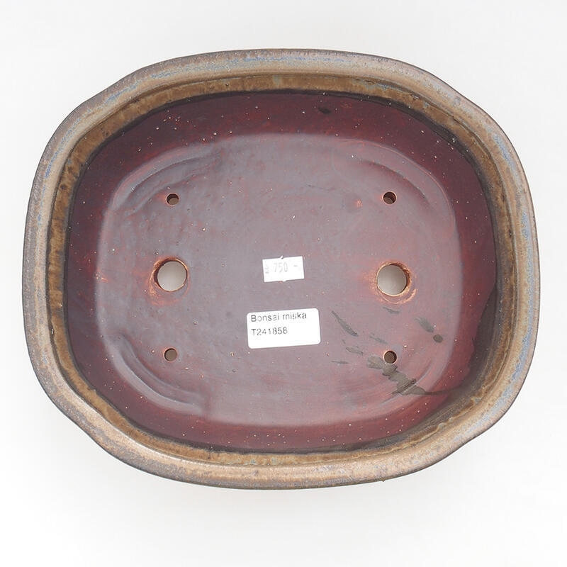 Bonsaischaal van keramiek 25,5 x 22 x 7,5 cm, bruin