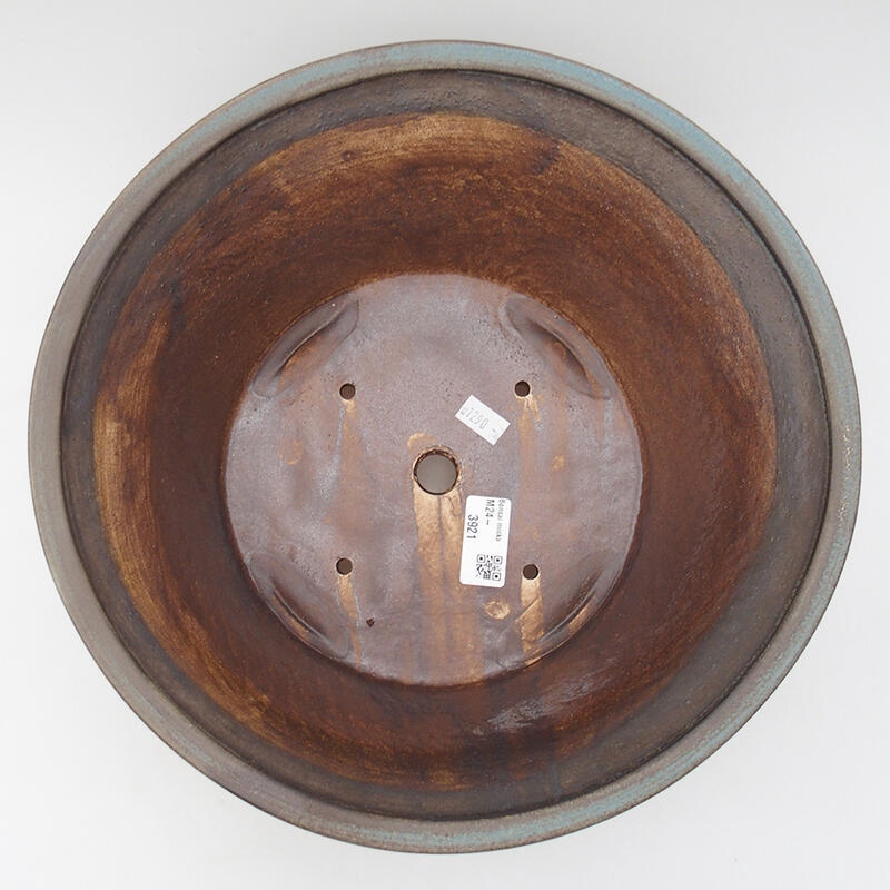 Bonsaischaal van keramiek 28,5 x 28,5 x 12 cm, kleur blauw