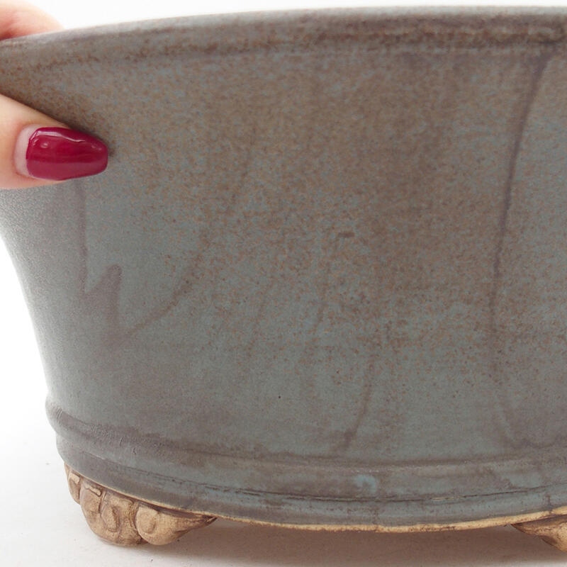 Bonsaischaal van keramiek 28,5 x 28,5 x 12 cm, kleur blauw