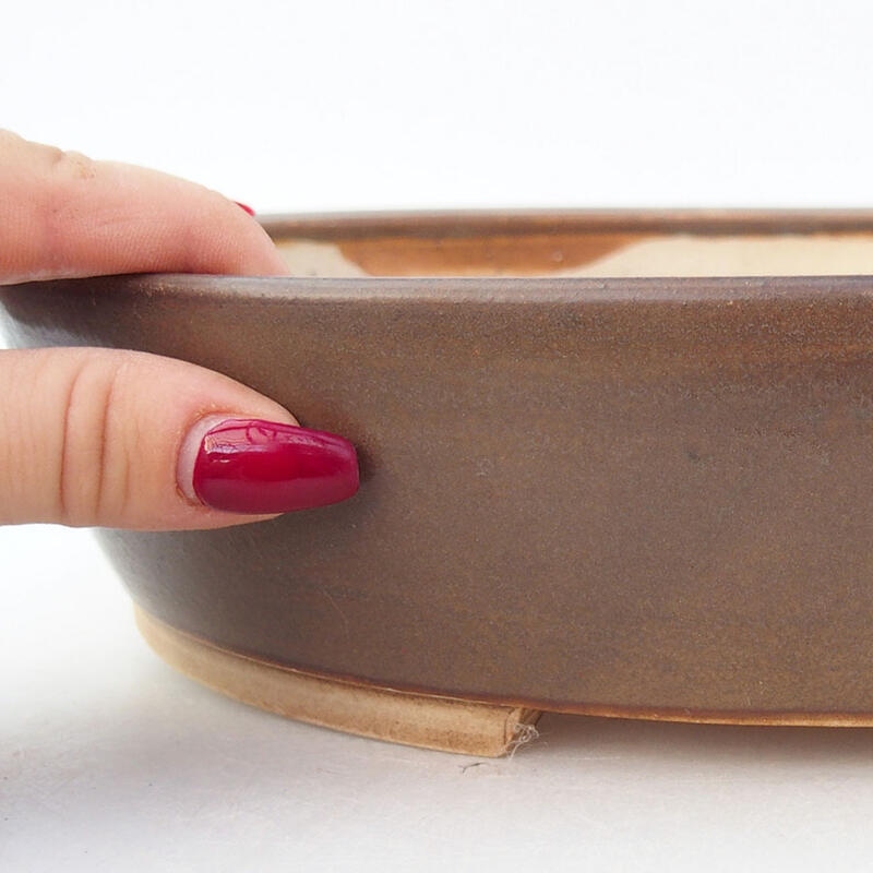 Bonsaischaal van keramiek 28 x 25 x 6 cm, bruin