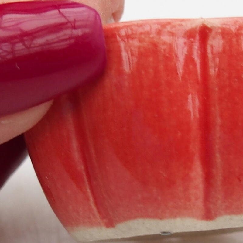 Bonsaischaal van keramiek 3,5 x 3,5 x 2 cm, kleur rood