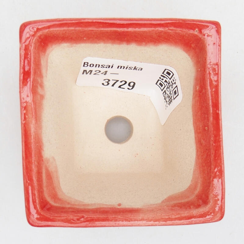 Bonsaischaal van keramiek 5,5 x 5,5 x 3,5 cm, kleur rood