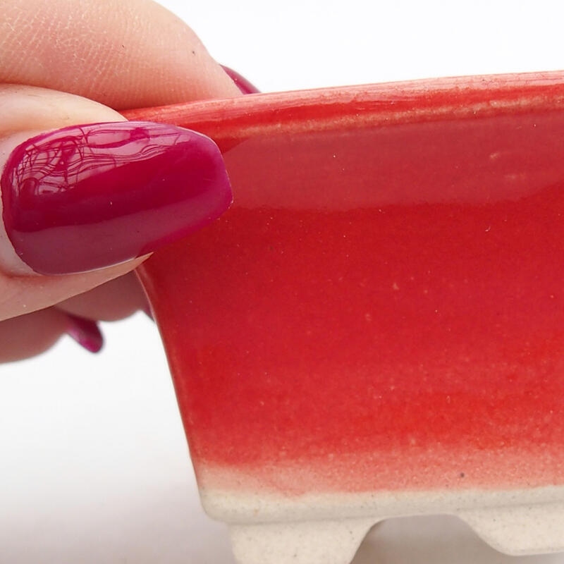 Bonsaischaal van keramiek 5,5 x 5,5 x 3,5 cm, kleur rood