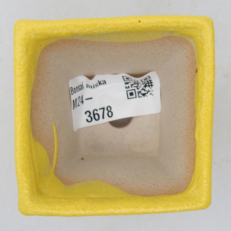 Bonsaischaal van keramiek 5,5 x 5,5 x 3,5 cm, geel