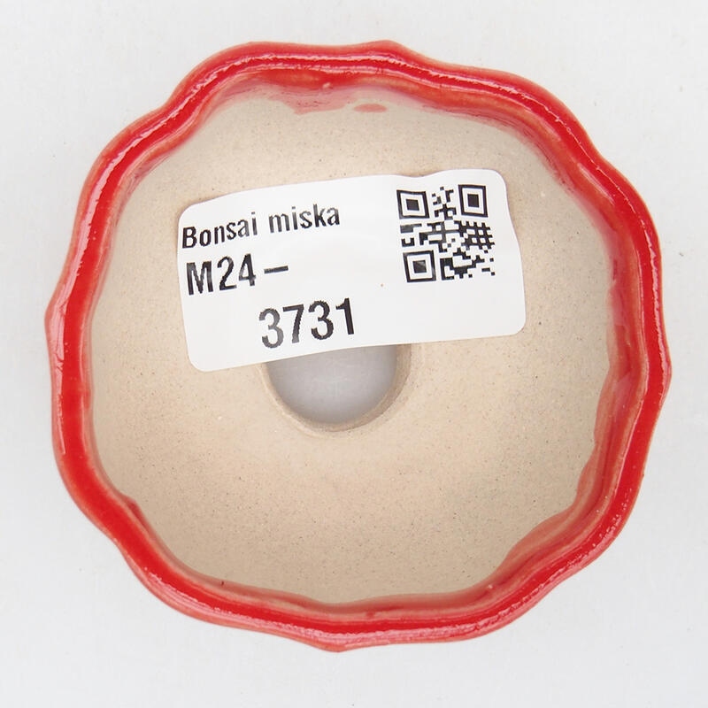 Bonsaischaal van keramiek 5,5 x 5,5 x 3 cm, kleur rood