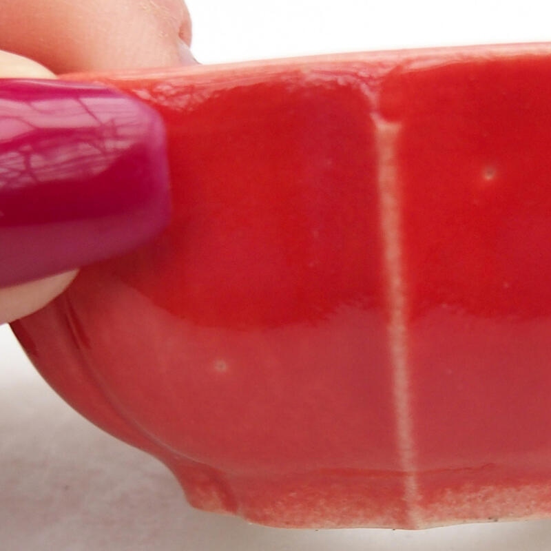 Bonsaischaal van keramiek 5,5 x 5,5 x 3 cm, kleur rood