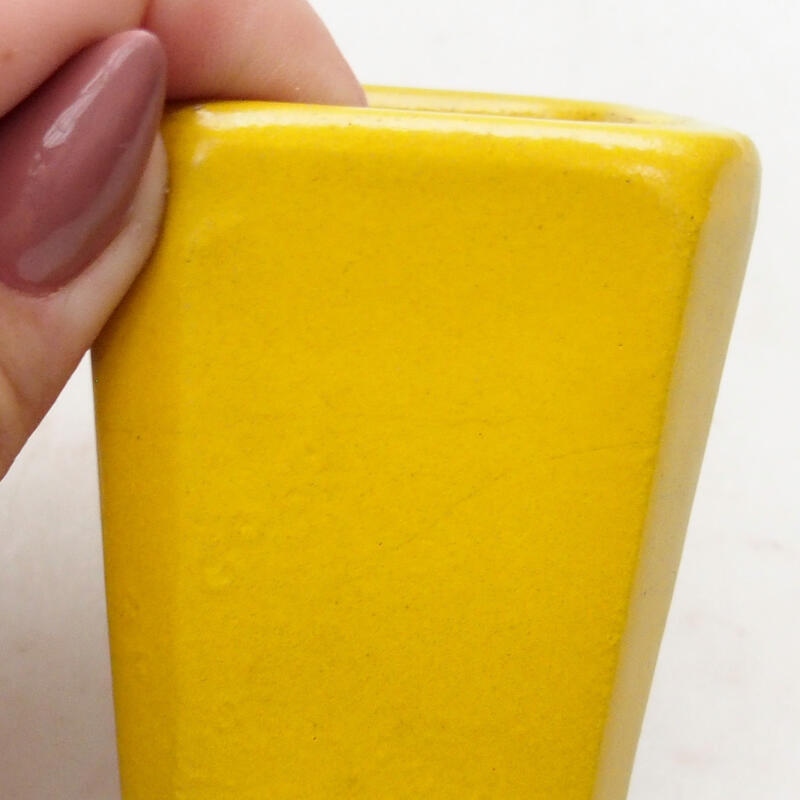 Bonsaischaal van keramiek 5,5 x 5,5 x 7 cm, geel