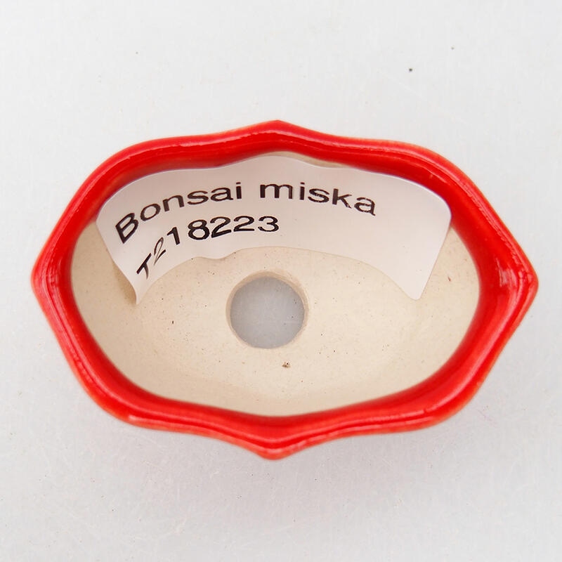 Bonsaischaal van keramiek 5 x 3 x 2,5 cm, kleur rood