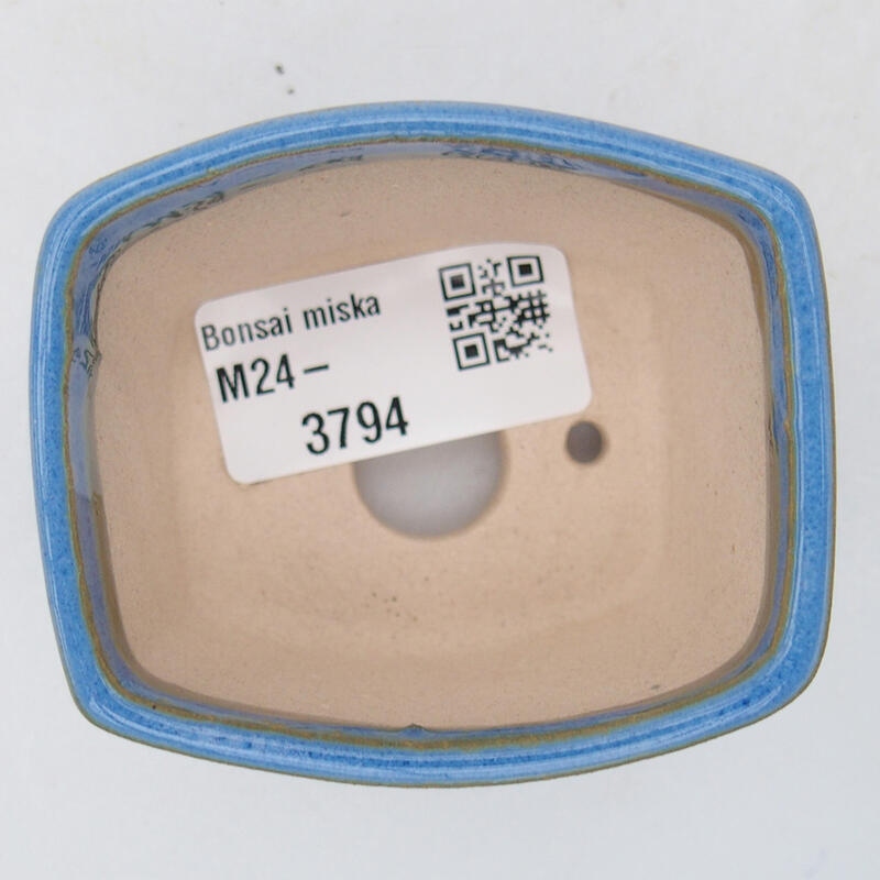 Bonsaischaal van keramiek 6,5 x 5,5 x 4 cm, kleur blauw