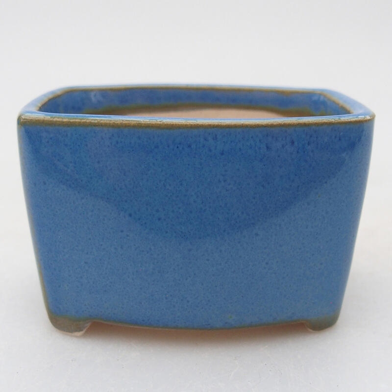 Bonsaischaal van keramiek 6,5 x 5,5 x 4 cm, kleur blauw