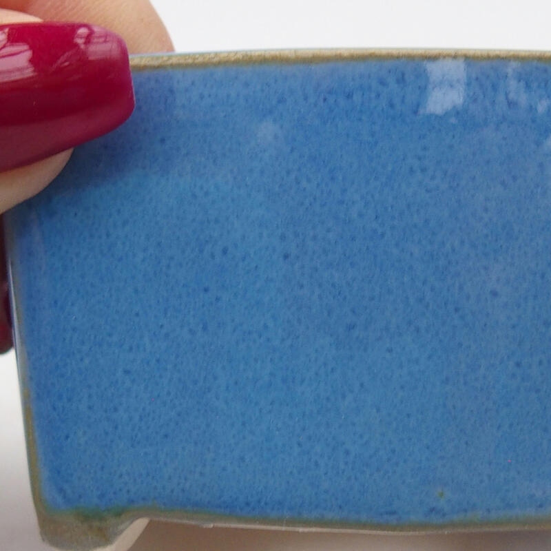 Bonsaischaal van keramiek 6,5 x 5,5 x 4 cm, kleur blauw