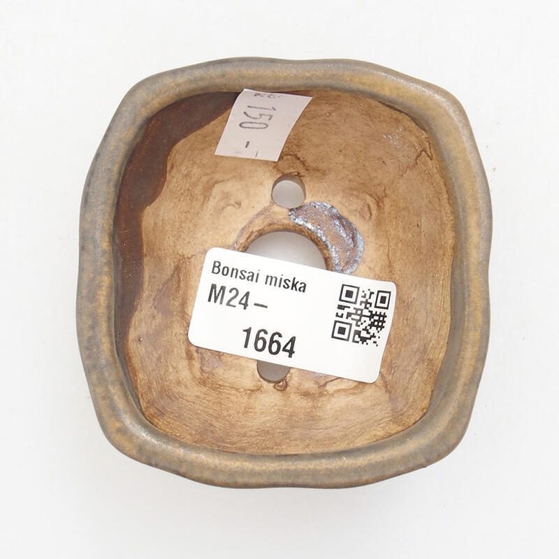 Bonsaischaal van keramiek 6,5 x 6,5 x 3,5 cm, bruin