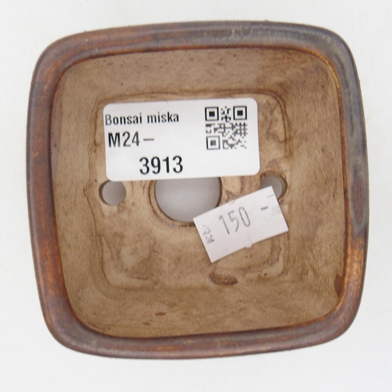 Bonsaischaal van keramiek 6,5 x 6,5 x 4,5 cm, bruin