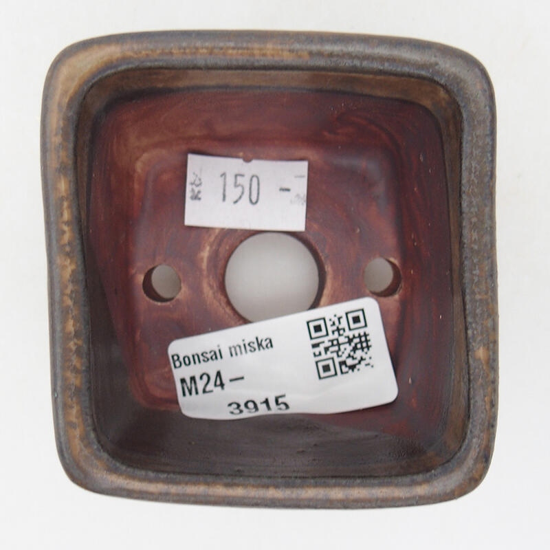 Bonsaischaal van keramiek 6,5 x 6,5 x 4,5 cm, bruin