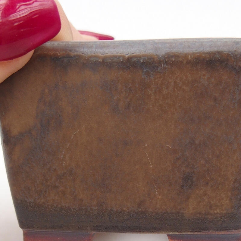 Bonsaischaal van keramiek 6,5 x 6,5 x 4,5 cm, bruin