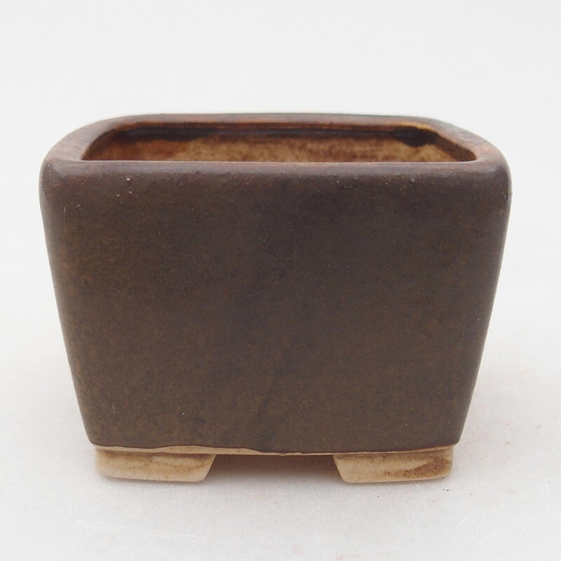 Bonsaischaal van keramiek 6,5 x 6,5 x 4,5 cm, bruin