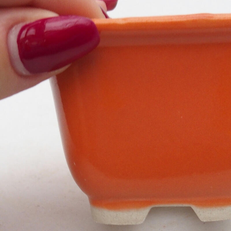 Bonsaischaal van keramiek 6,5 x 6,5 x 4,5 cm, oranje