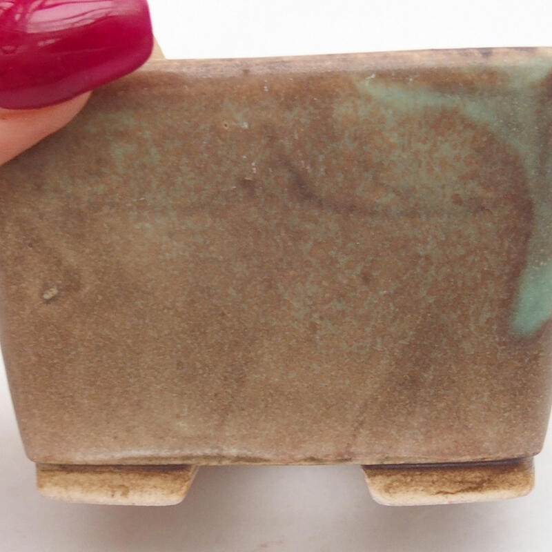 Bonsaischaal van keramiek 6,5 x 6,5 x 4,5 cm, groen