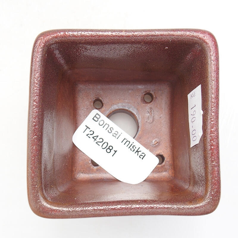 Bonsaischaal van keramiek 6,5 x 6,5 x 5 cm, metaalkleur