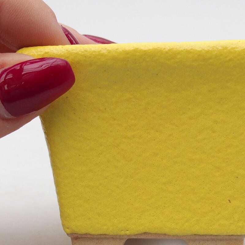 Bonsaischaal van keramiek 6,5 x 6,5 x 5 cm, geel