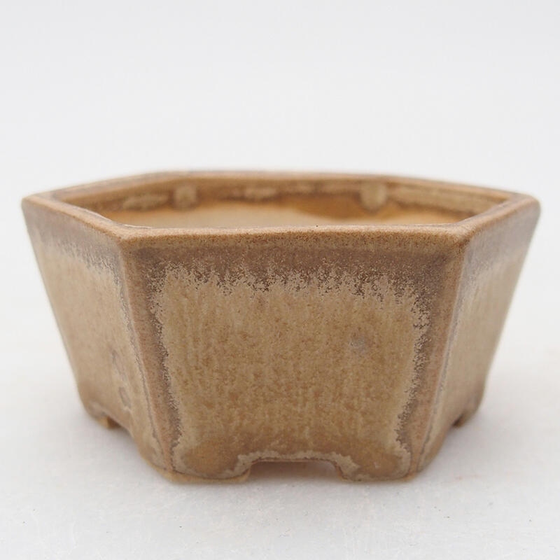 Bonsaischaal van keramiek 6 x 5,5 x 2,5 cm, kleur beige