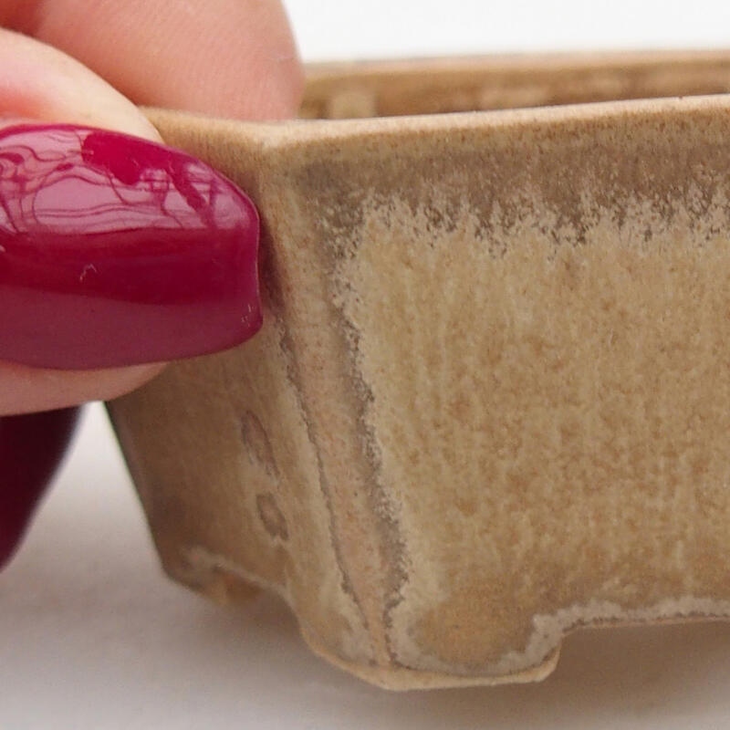 Bonsaischaal van keramiek 6 x 5,5 x 2,5 cm, kleur beige