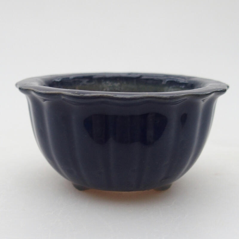 Bonsaischaal van keramiek 6 x 6 x 3,5 cm, kleur blauw