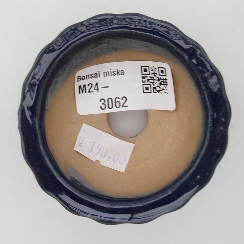 Bonsaischaal van keramiek 6 x 6 x 3,5 cm, kleur blauw